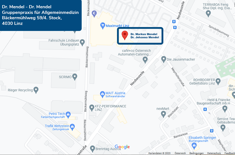Anfahrt zur Ordination auf Google Maps